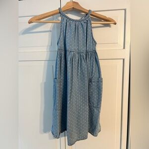 Tommy Bahama Girls 8 Sleeveless Blue White Polka Dot Dress Pockets Summer